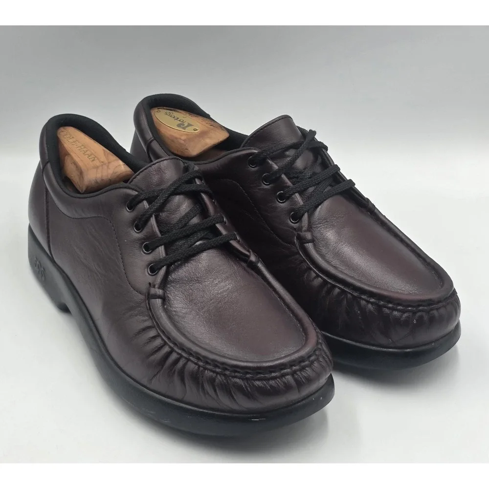 SAS Siesta Womens 9.5W Burgundy Leather Orthopedic Walking Shoes Comfort Made US
